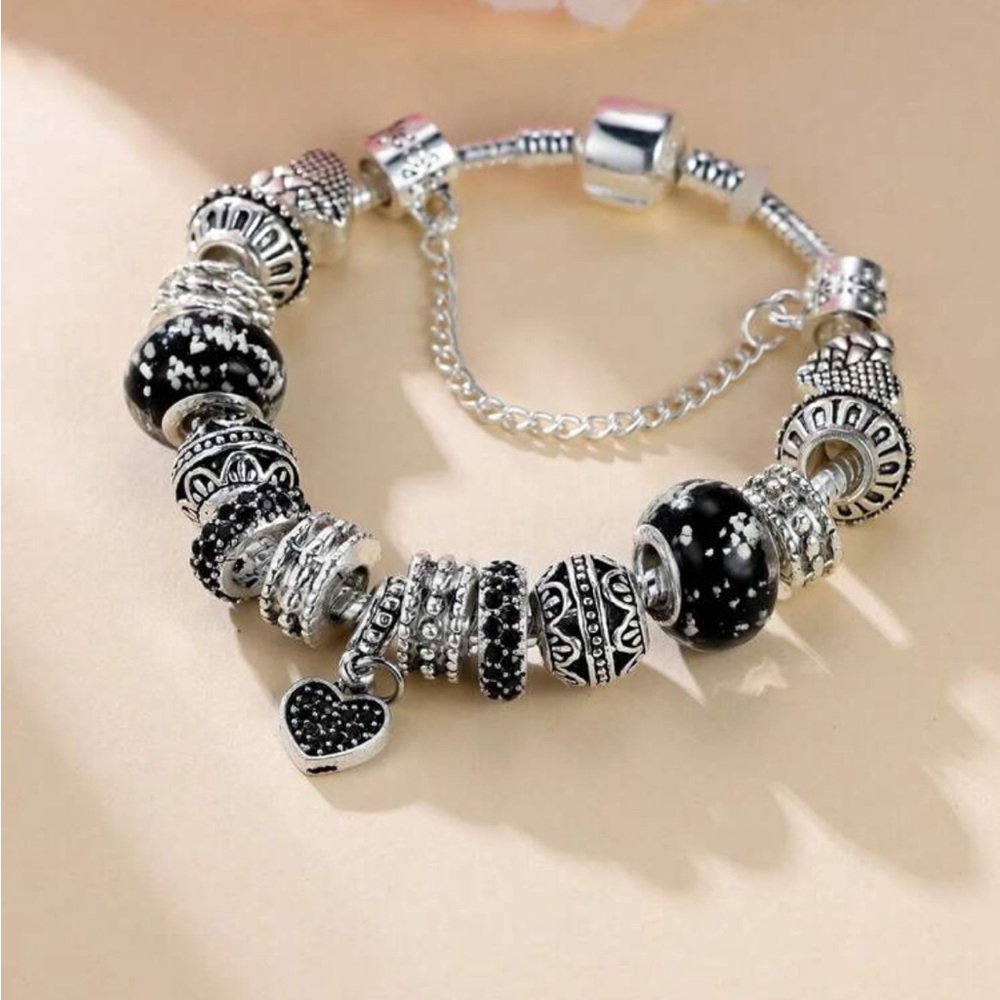 Fits Like a Charm Silver and Black Bracelet Lock Safety Clasp